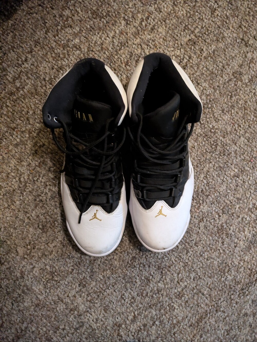 Jordan Men's Basketball Sneakers - Black, White & Gold Jumpman